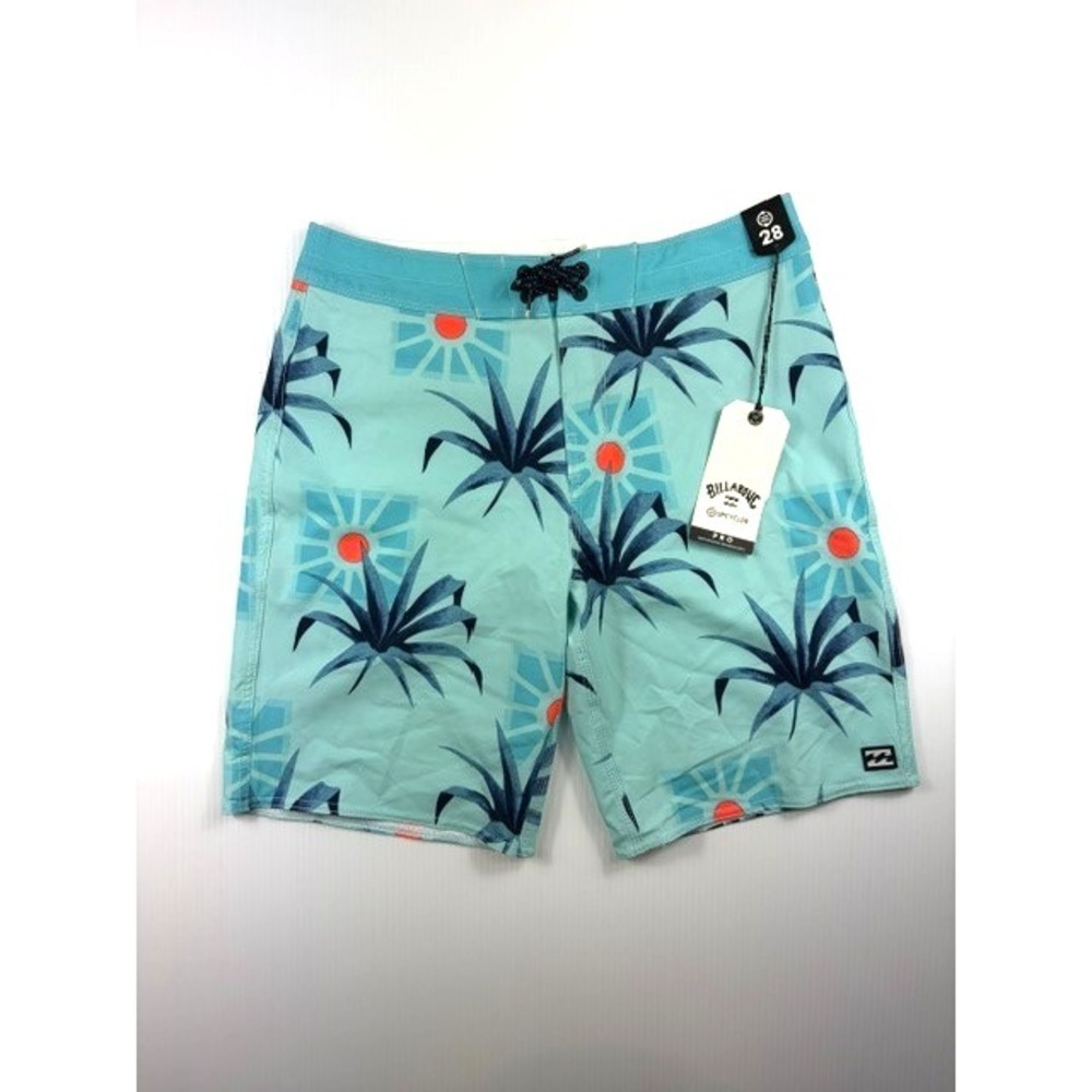Billabong Board Shorts Mens 28 Sundays Pro Swim Trunk Teal Floral Tropical Y2K‎